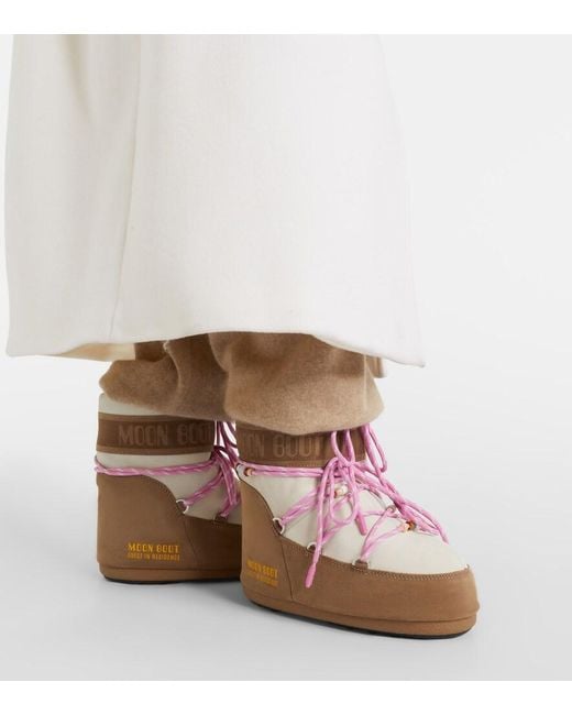 Moon Boot Pink Snow Boots 'X Gir Icon Low Suede Beads'