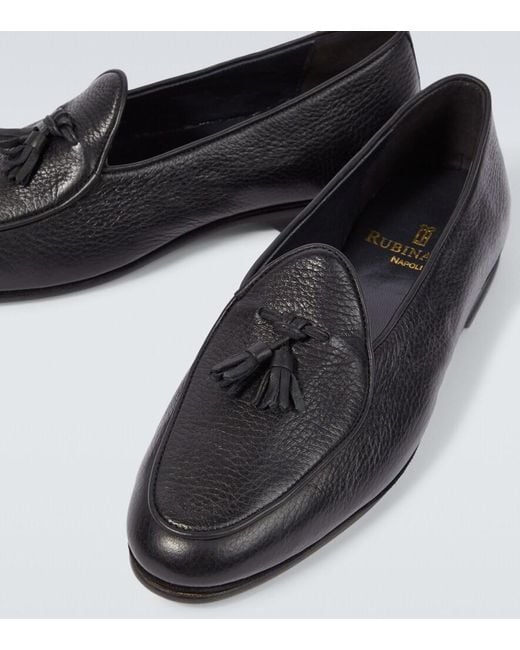 Rubinacci Black Marphy Leather Loafers for men