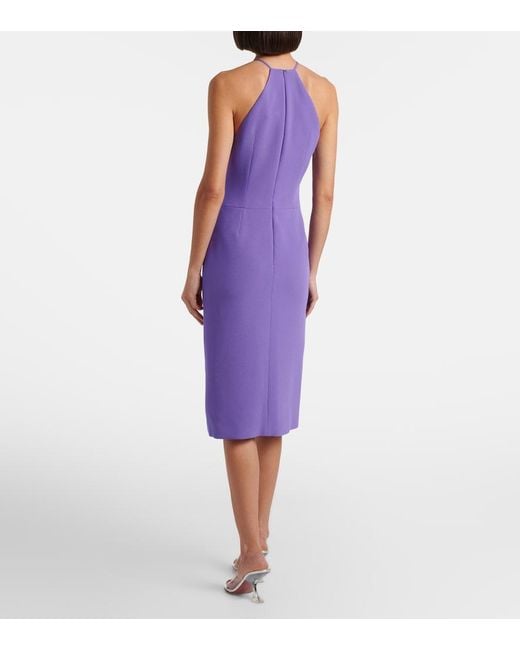 David Koma Purple Asymmetric Embellished Floral Midi Dress