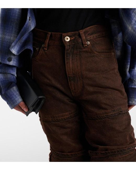 Y. Project Brown Layered High-Rise Wide-Leg Jeans