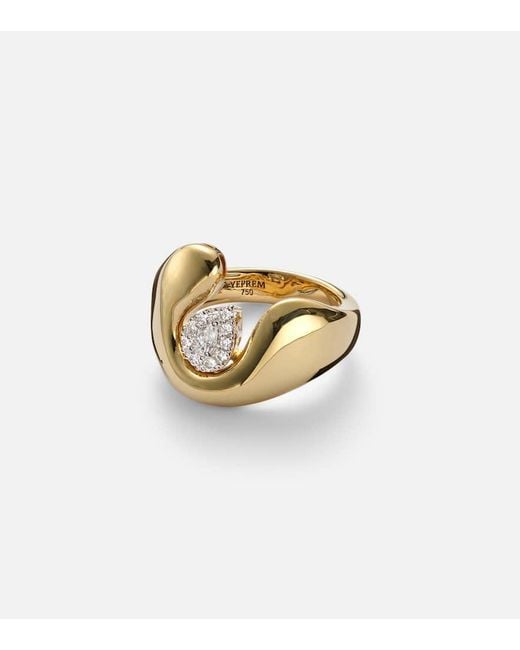 YEPREM White Ring Golden Strada Aus 18Kt Gelbgold Mit Diamanten