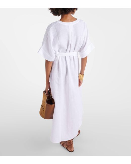 Eres White Bibi Linen Midi Dress