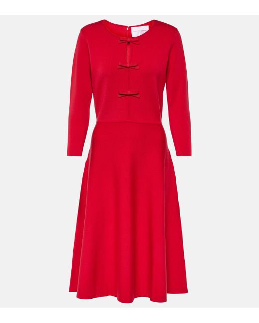 Carolina Herrera Red Wool-blend Midi Dress