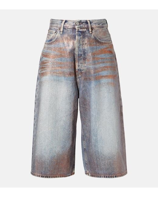 Acne Blue Coated Denim Culottes