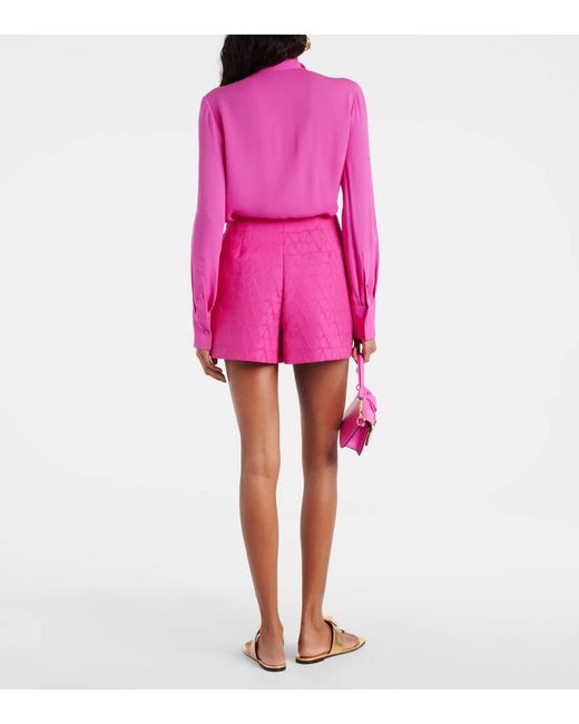Shorts Toile Iconographe de mezcla de algodon Valentino de color Pink