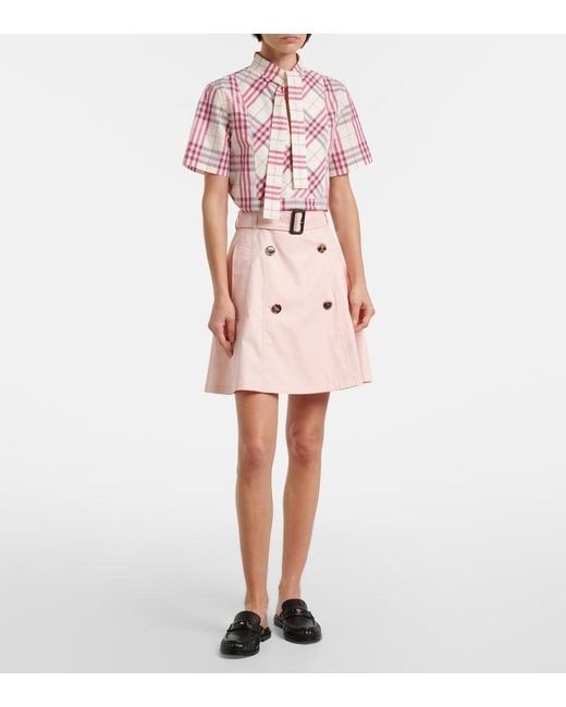 Burberry Natural Josselyn Belted Cotton Miniskirt