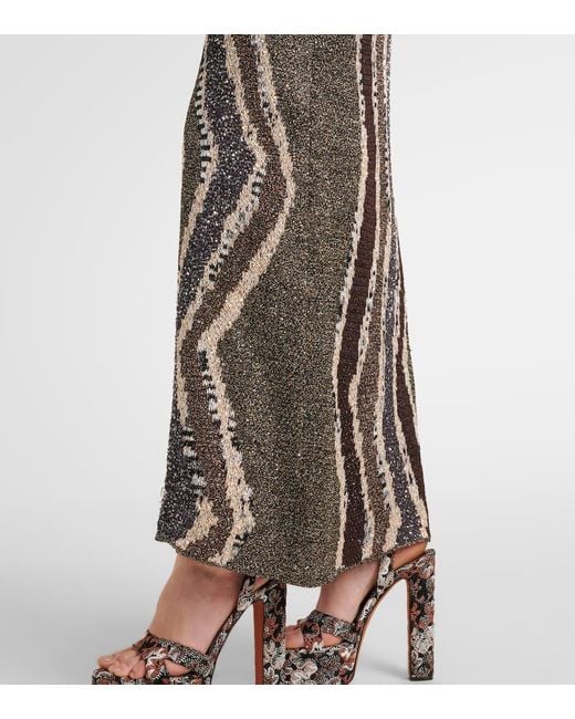 Missoni White Sequined Open-Back Lame Gown