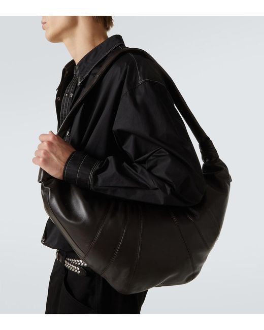Lemaire Metallic Croissant Large Leather Shoulder Bag for men