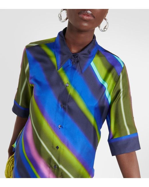 Dorothee Schumacher Blue Striped Silk Twill Blouse