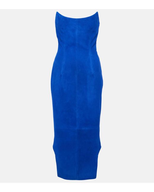 Robe bustier asymetrique en daim Givenchy en coloris Blue