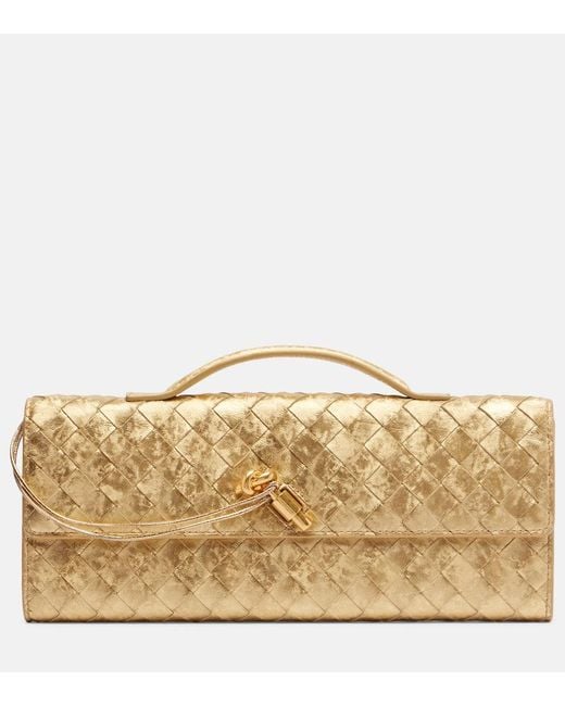 Bottega Veneta Clutch Andiamo Aus Metallic-Leder