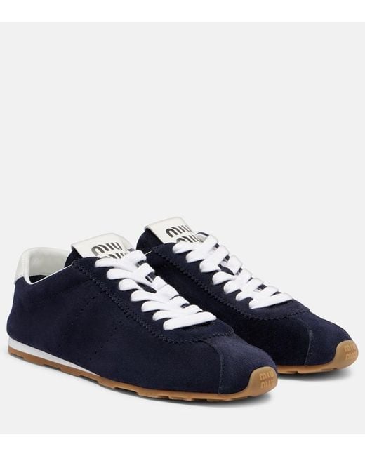 Miu Miu Blue Sneakers Plume Aus Veloursleder