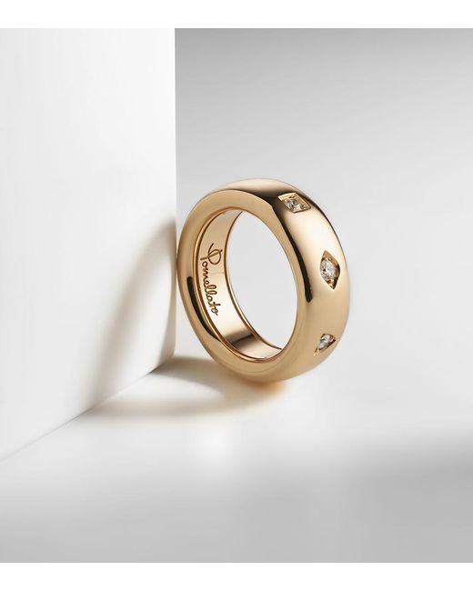 Pomellato White Iconica 18Kt Rose Ring With Diamonds