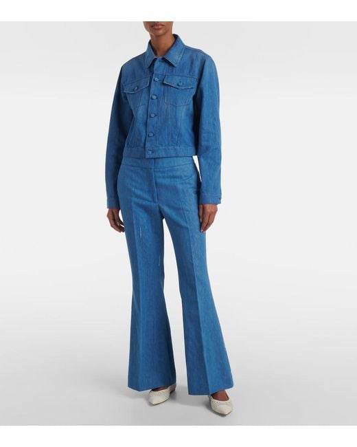 Gabriela Hearst Blue Marsh Cotton And Linen Flared Pants