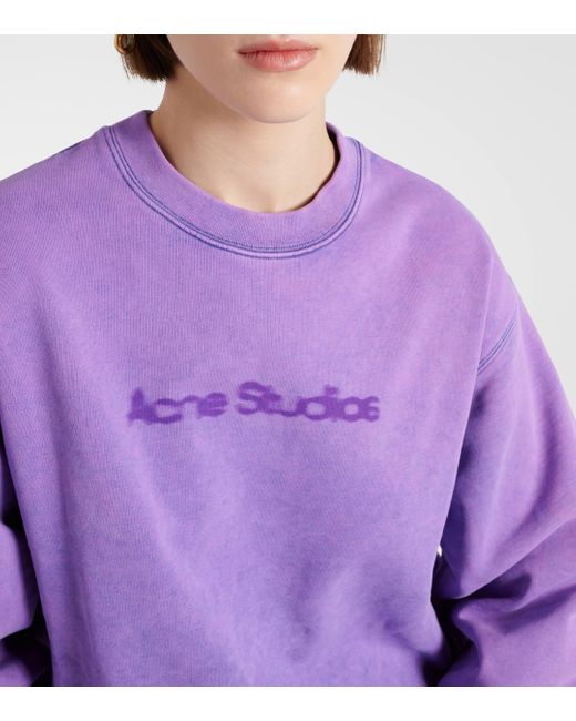 Acne Purple Logo Cotton Jersey Sweatshirt