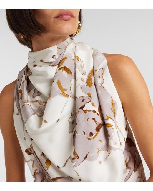 Altuzarra Natural Sleary Draped Silk Top
