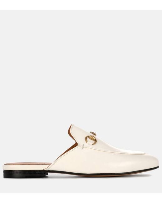 Mocassins ouverts en cuir Princetown Gucci en coloris White