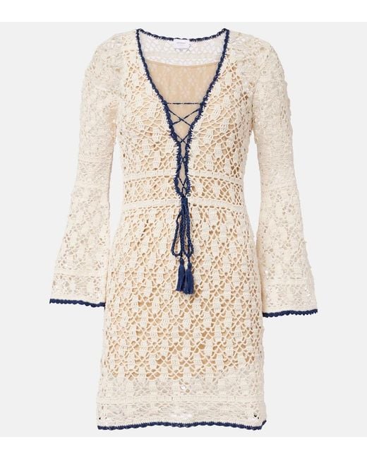 Anna Kosturova Natural Bianca Crochet Cotton Minidress