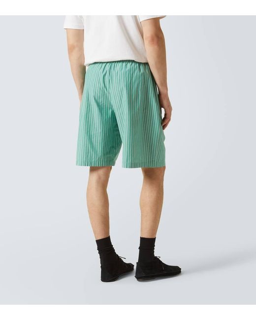 The Row Green Zindel Striped Cotton Shorts for men
