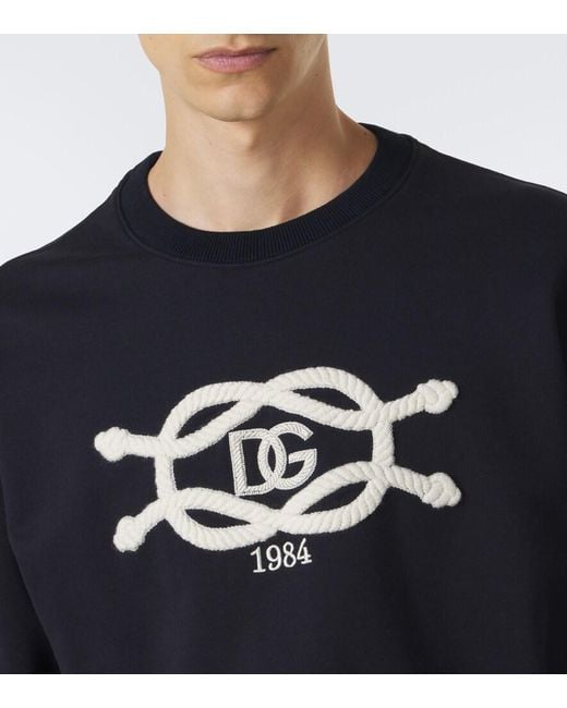 Dolce & Gabbana Black Logo Embroidered Sweatshirt for men