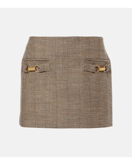 Stella McCartney Natural Herringbone Wool-Blend Miniskirt