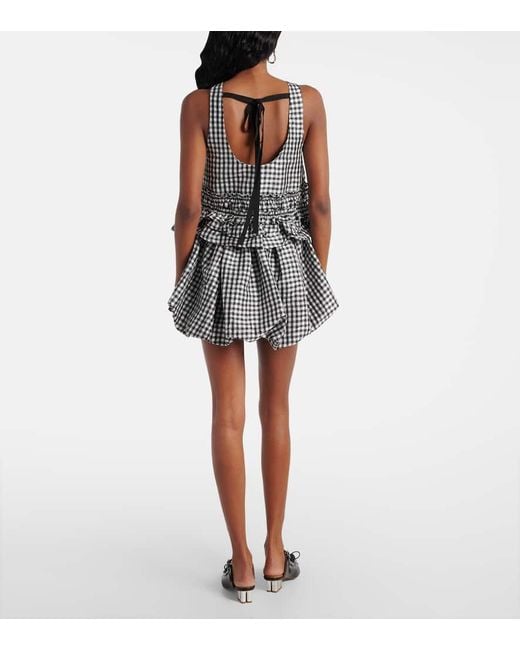 Top A Quadretti Con Volant di Ganni in Black