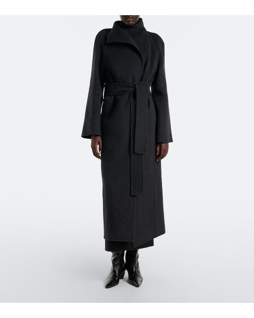 Khaite Black Romare Wool Wrap Coat