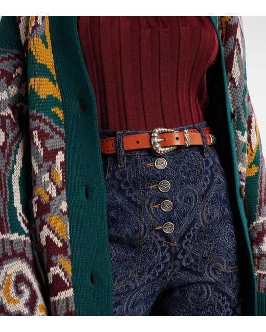 Etro Brown Western Leather Belt