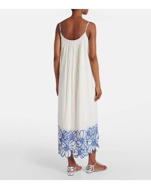 Velvet White Besticktes Midikleid Juliette Aus Baumwolle