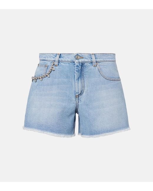 Area Blue Embellished Denim Shorts