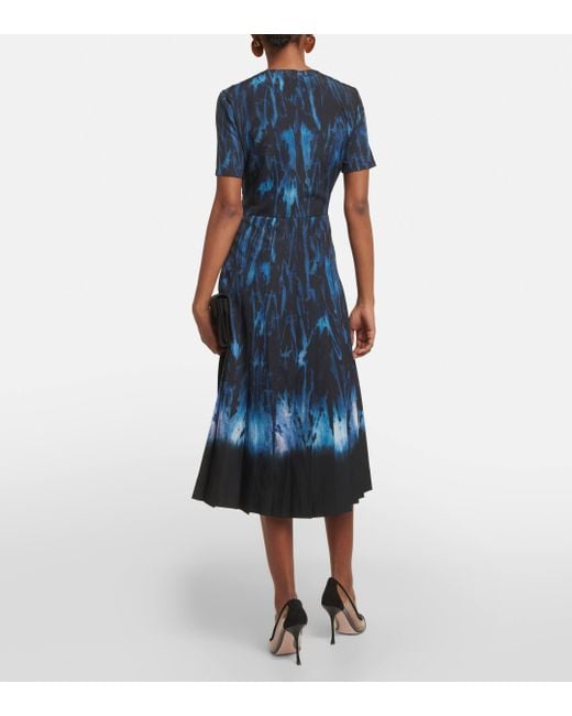 Altuzarra Blue Myrtle Printed Pleated Midi Dress