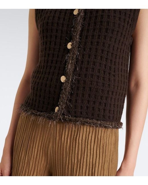 Jardin Des Orangers Black Waffle-Knit Wool And Cashmere Sweater Vest