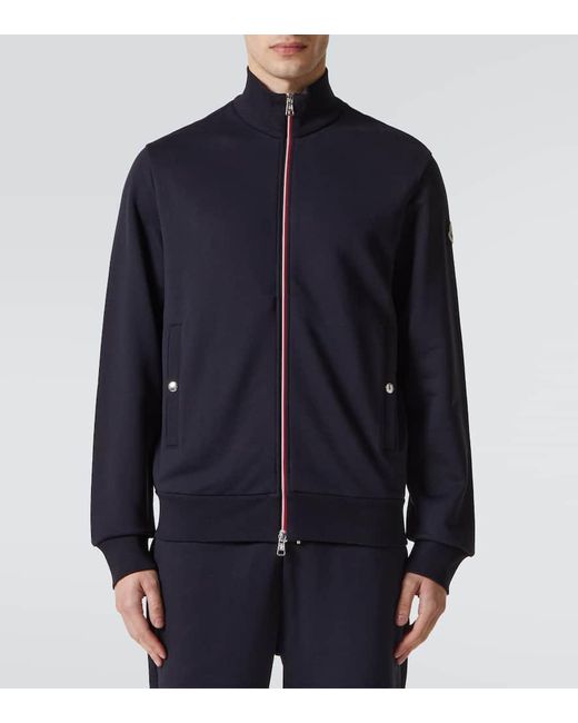 Jersey De Algodon Con Cremallera Moncler de hombre de color Blue