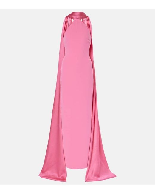 Solace London Pink Ophelia Crepe Gown