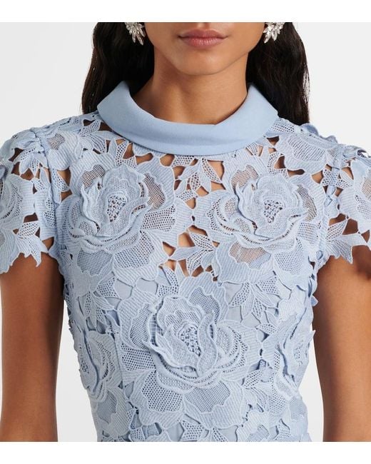 Self-Portrait Blue Floral Lace Cocktail Dress