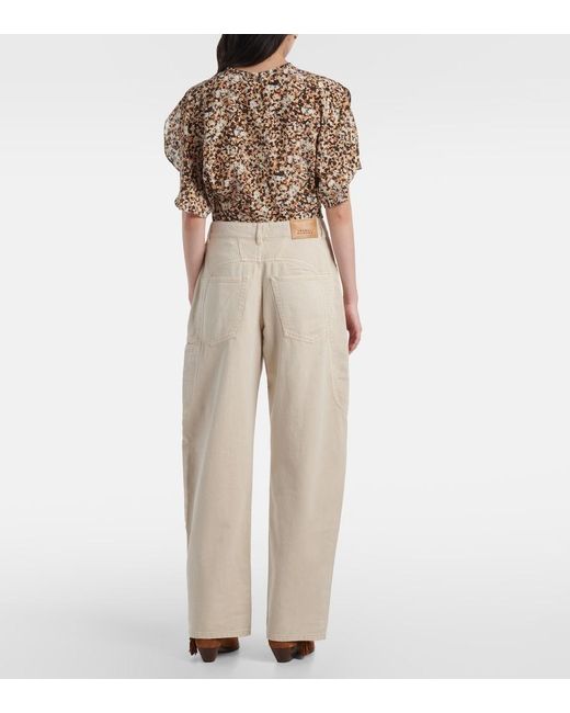 Isabel Marant Natural Beryl High-Rise Wide-Leg Jeans