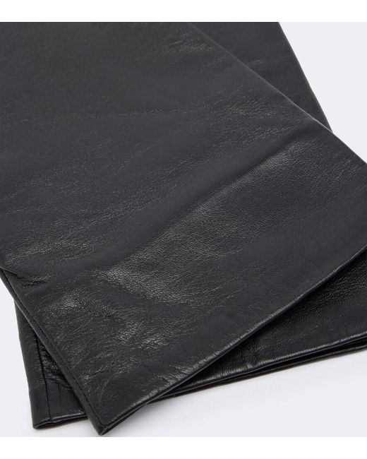 Frankie Shop Black Veneto Leather Gloves