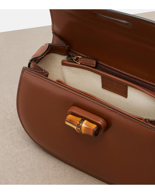 Gucci Brown Bamboo 1947 Small Leather Top-Handle Bag