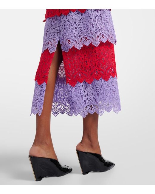Carolina Herrera Red Lace Cocktail Dress