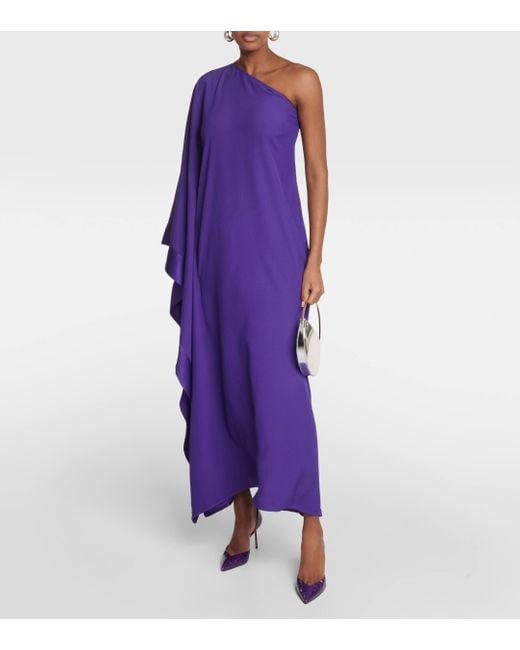 ‎Taller Marmo Purple Betsy One-shoulder Crepe Gown