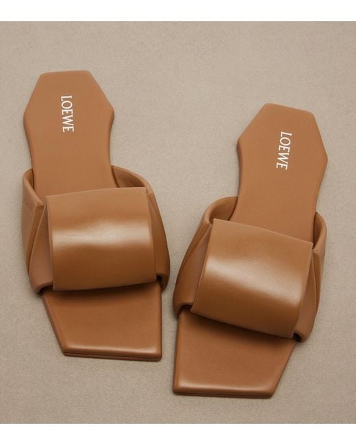 Loewe Brown Origami Leather Slides