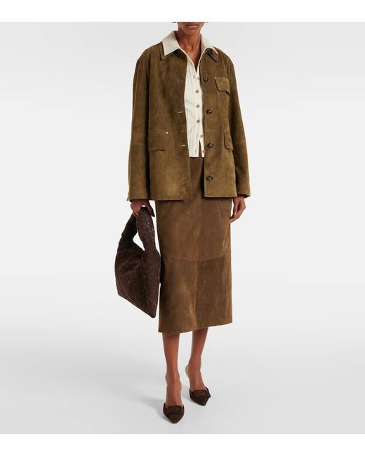 Vince Brown Suede Pencil Skirt