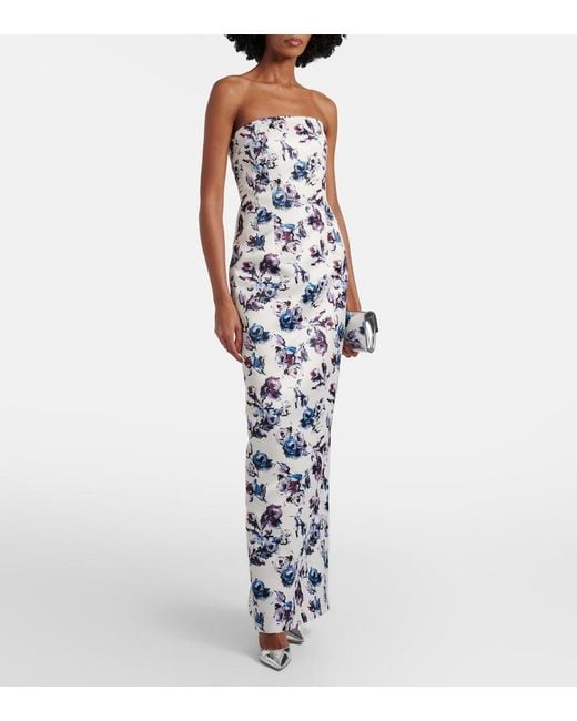 Emilia Wickstead White Laelia Floral Bustier Gown