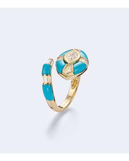 SHAY Blue Riviera 18Kt Pinky Ring With Diamonds And