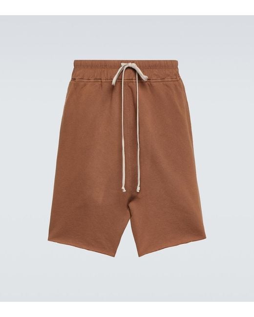 Rick Owens Brown Cotton Jersey Shorts for men