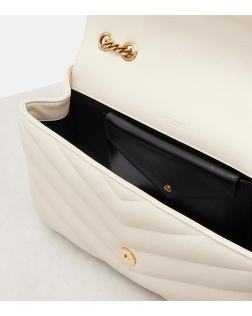 Saint Laurent Natural Loulou Medium Leather Shoulder Bag