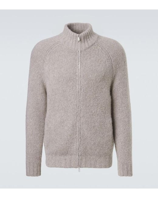 Brunello Cucinelli Gray Cashmere And Silk Cardigan for men