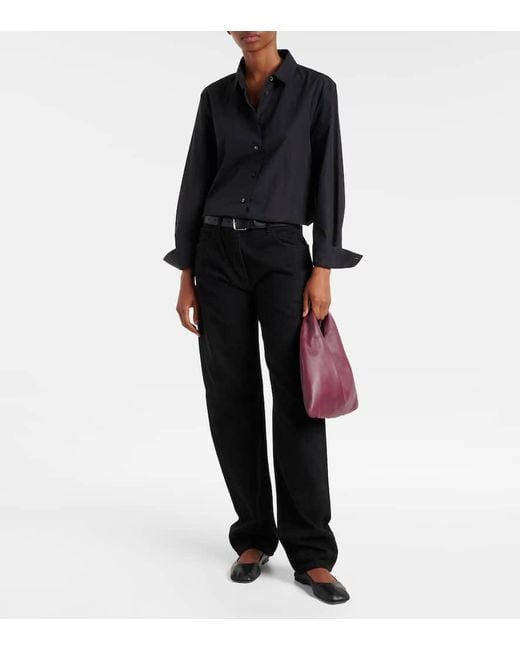 The Row Purple Bindle Small Leather Tote Bag