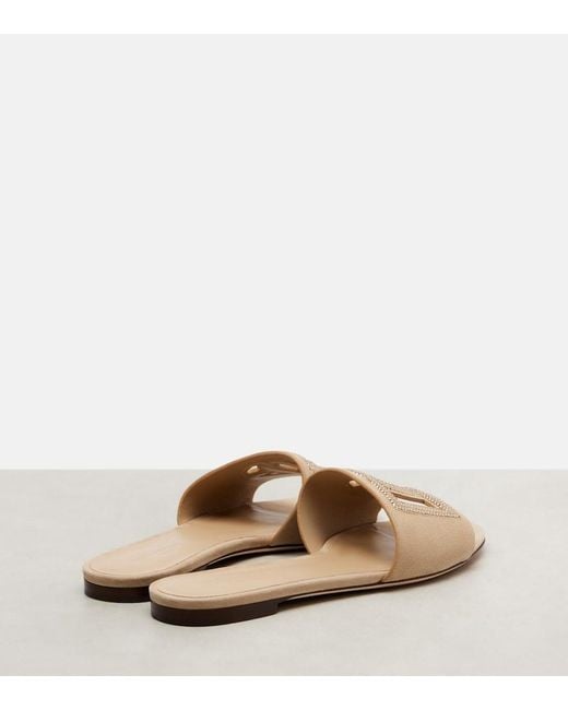 Dolce & Gabbana Natural Dg Crystal-Embellished Suede Slides