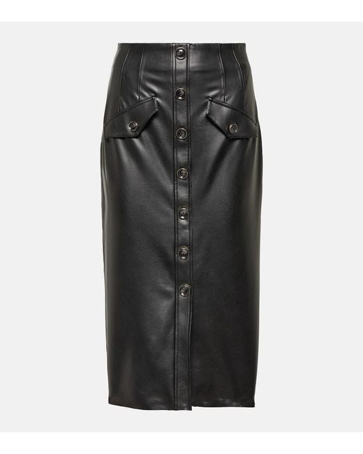 Veronica Beard Black Barrie Faux Leather Midi Skirt